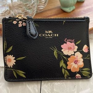Coach floral wallet coin purse keychain